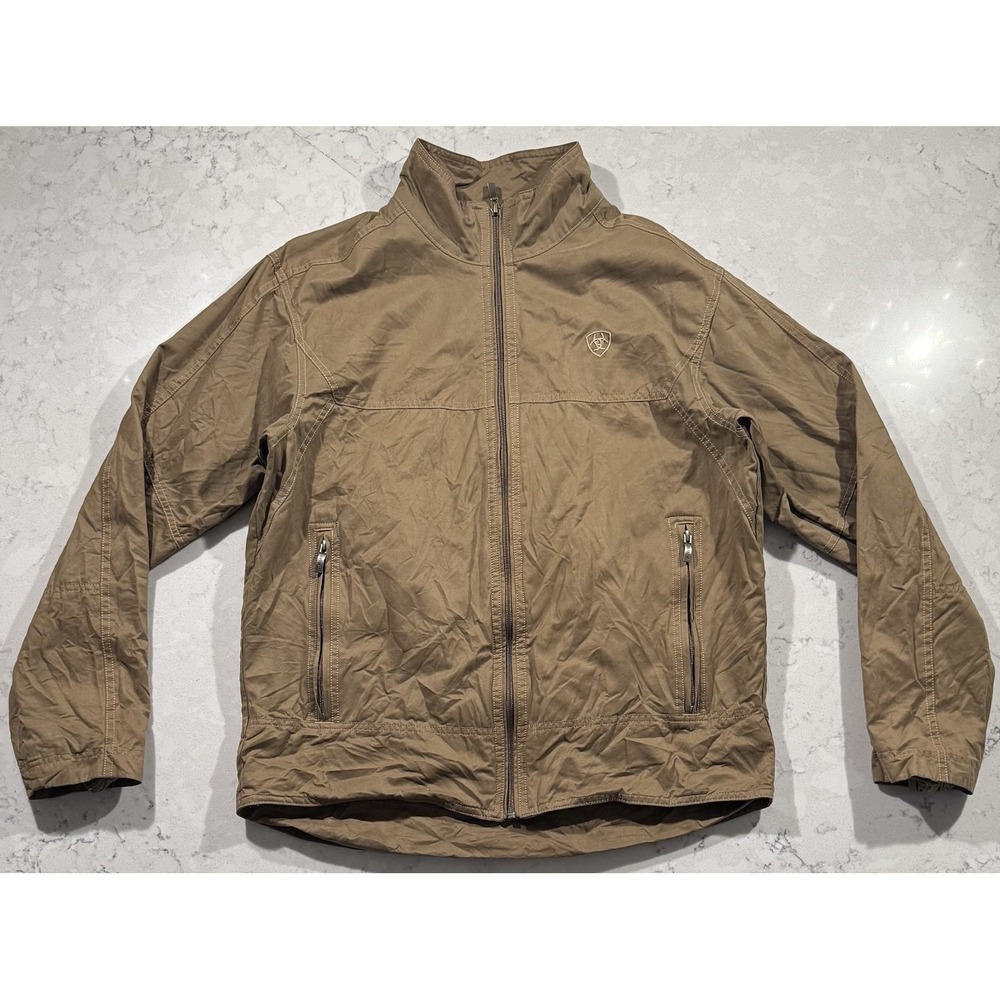 Ariat Grizzly Canvas Lightweight Jacket Mens Medium Brown Tan Full Zip 10037497